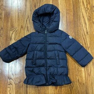 Little girls baby 18-24m moncler puffer coat ruffle navy blue